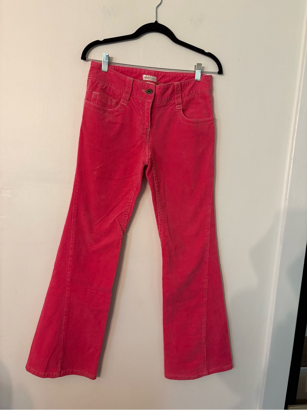 Corduroy Flared Pants in Bright Pink
